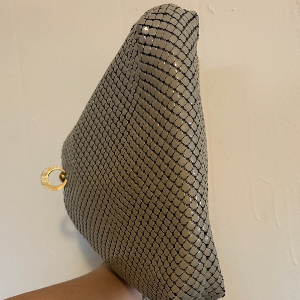Whiting & Davis Silver Mesh Shoulder Bag with Gold Chain - Picture 6 of 6